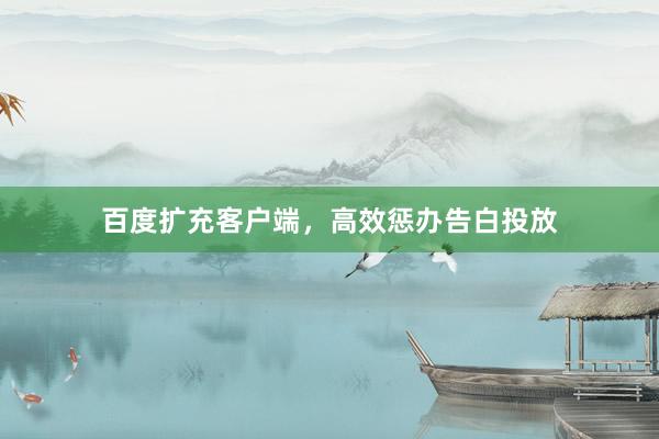 百度扩充客户端，高效惩办告白投放