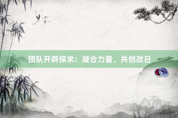 团队开辟探求：凝合力量，共创改日